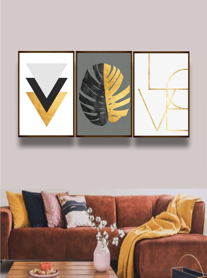 "    Set of 2 White & Yellow Abstract Wood Wall Art''