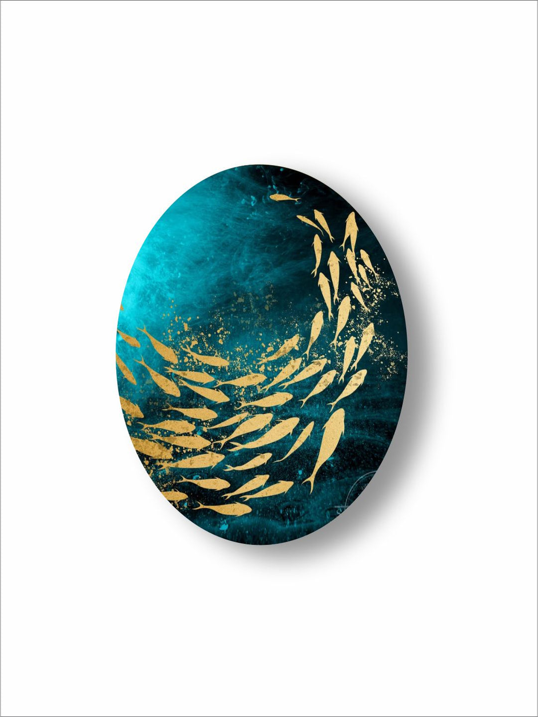 " Blue & Gold-Coloured Abstract Wall Art''