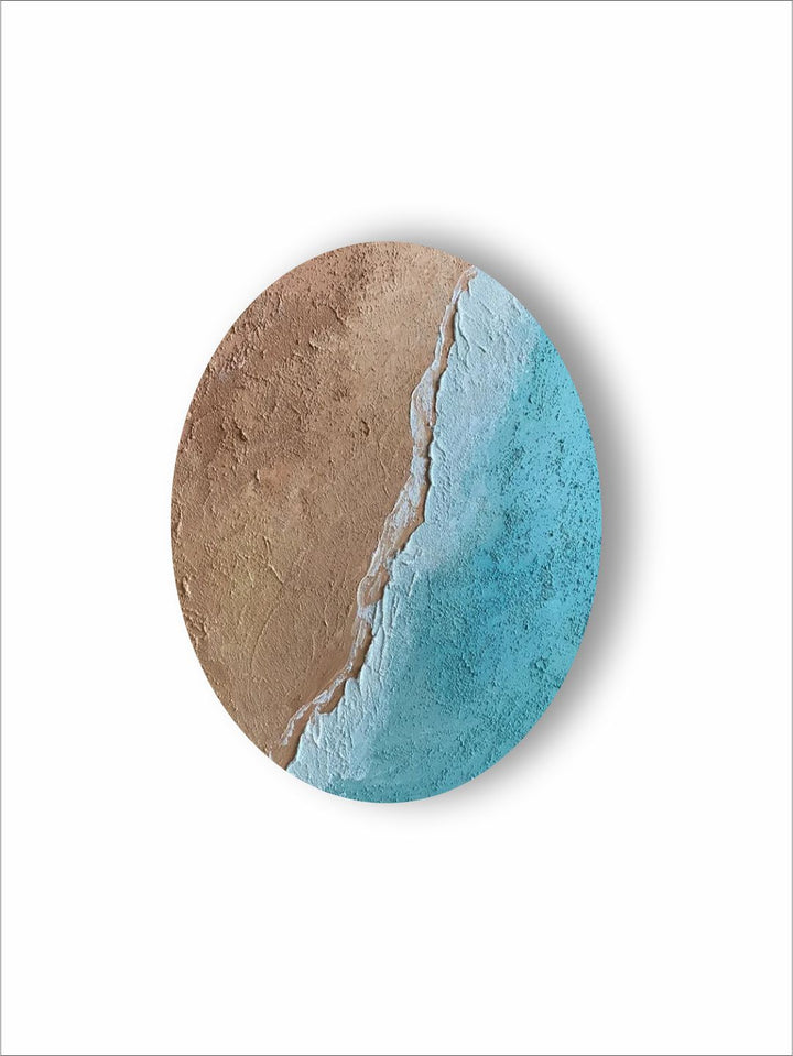 "   Blue & Beige Abstract Painting Wall Art (20X20 INCHES)''