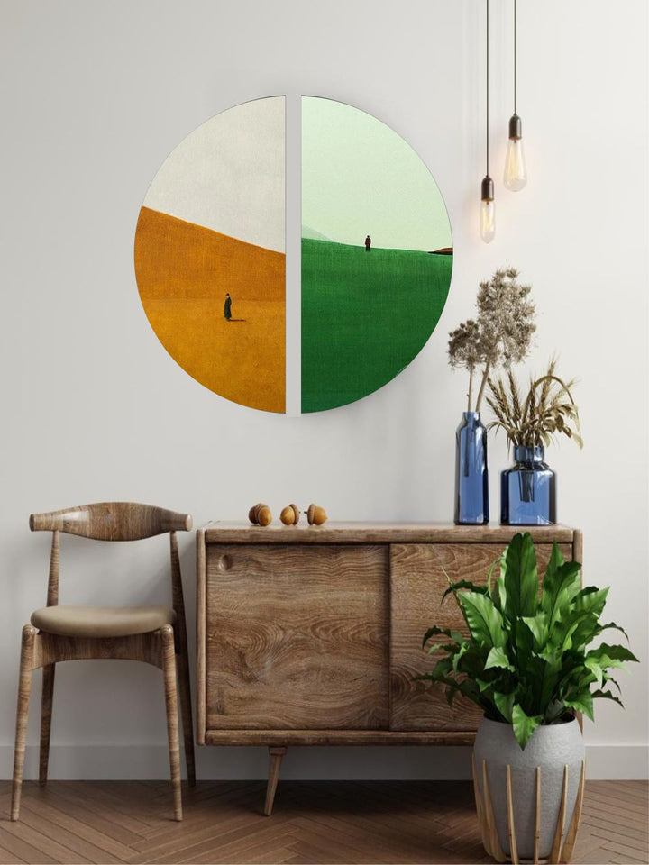 "   Orange & Green Framed Wall Painting''
