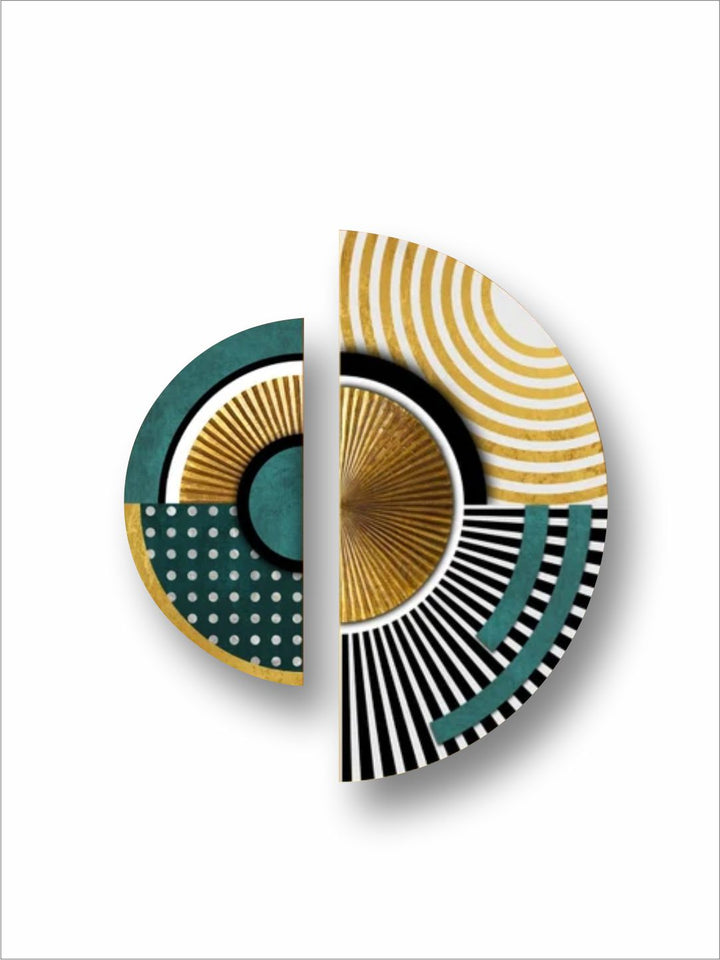 "  Set of 2  Yellow  Green Printed Abstract Wood Wall Art''