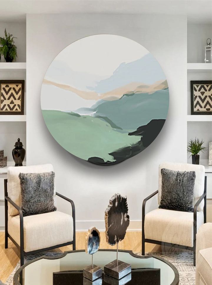 "  White & Green Abstract Wall Art''