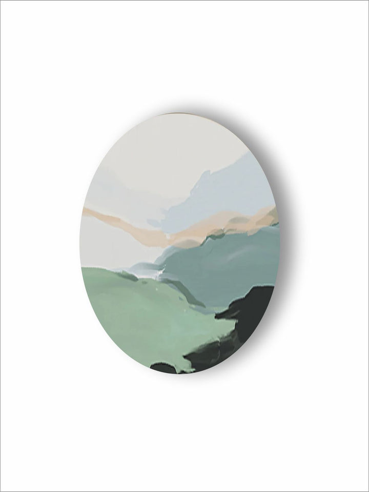 "  White & Green Abstract Wall Art''