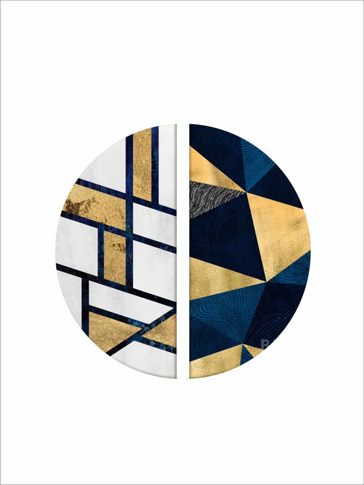"  pack Of 2 White & Beige Printed Abstract Painting Wall Art''