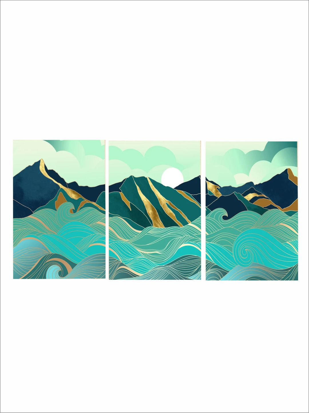 "   Set Of 3 Multi-Coloured Abstract Painting Framed Wall Art''