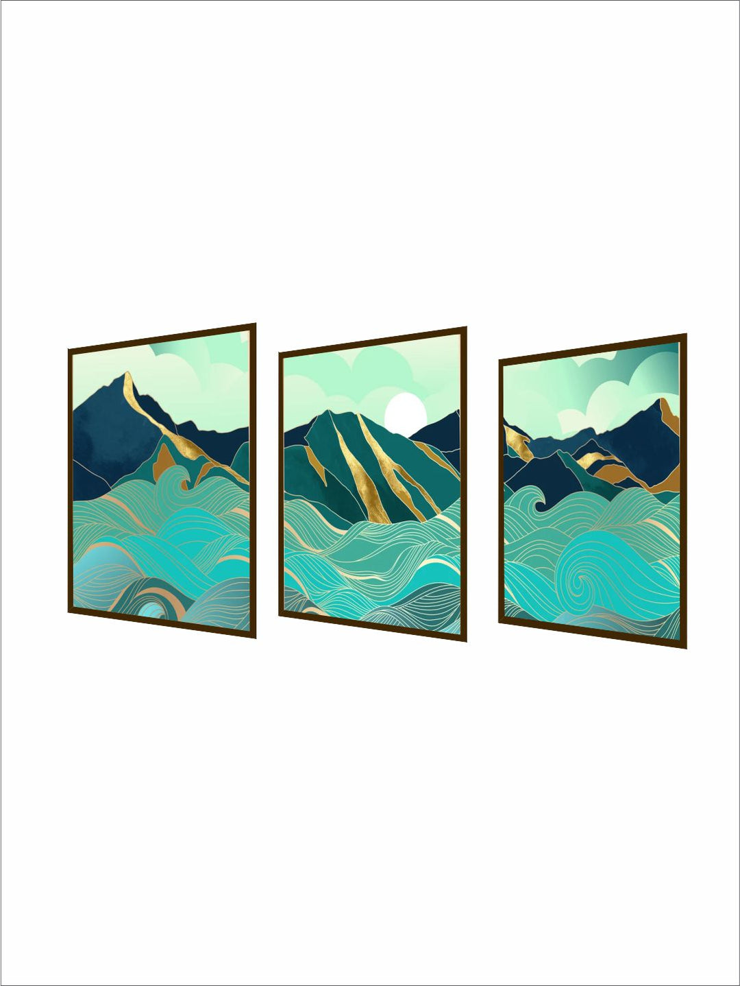 "   Set Of 3 Multi-Coloured Abstract Painting Framed Wall Art''