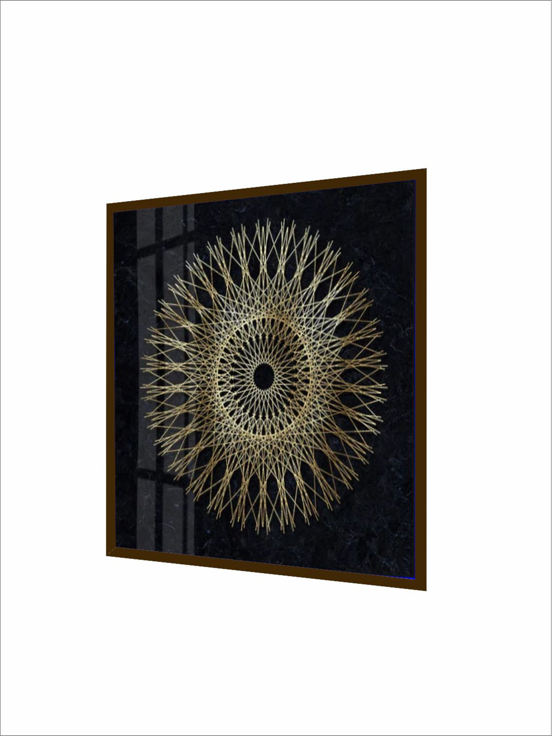 "   Black & Yellow Printed Abstract Wood Wall Art''