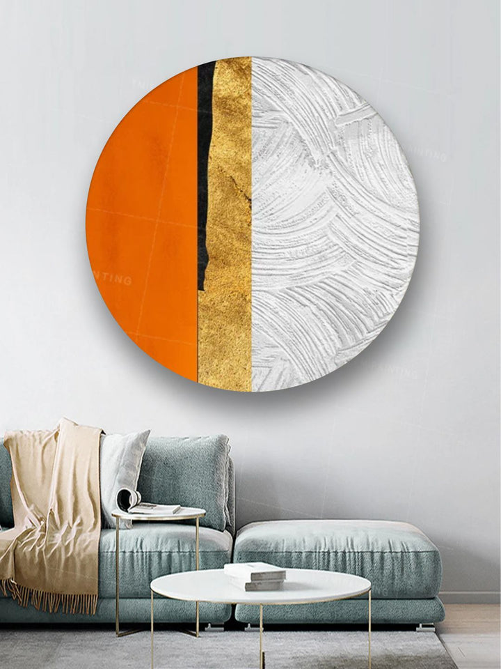 "   White & Orange Abstract Framed Wall Painting''