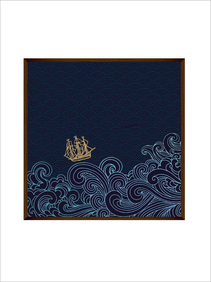 "   Navy-Blue Abstract Framed Wall Painting''