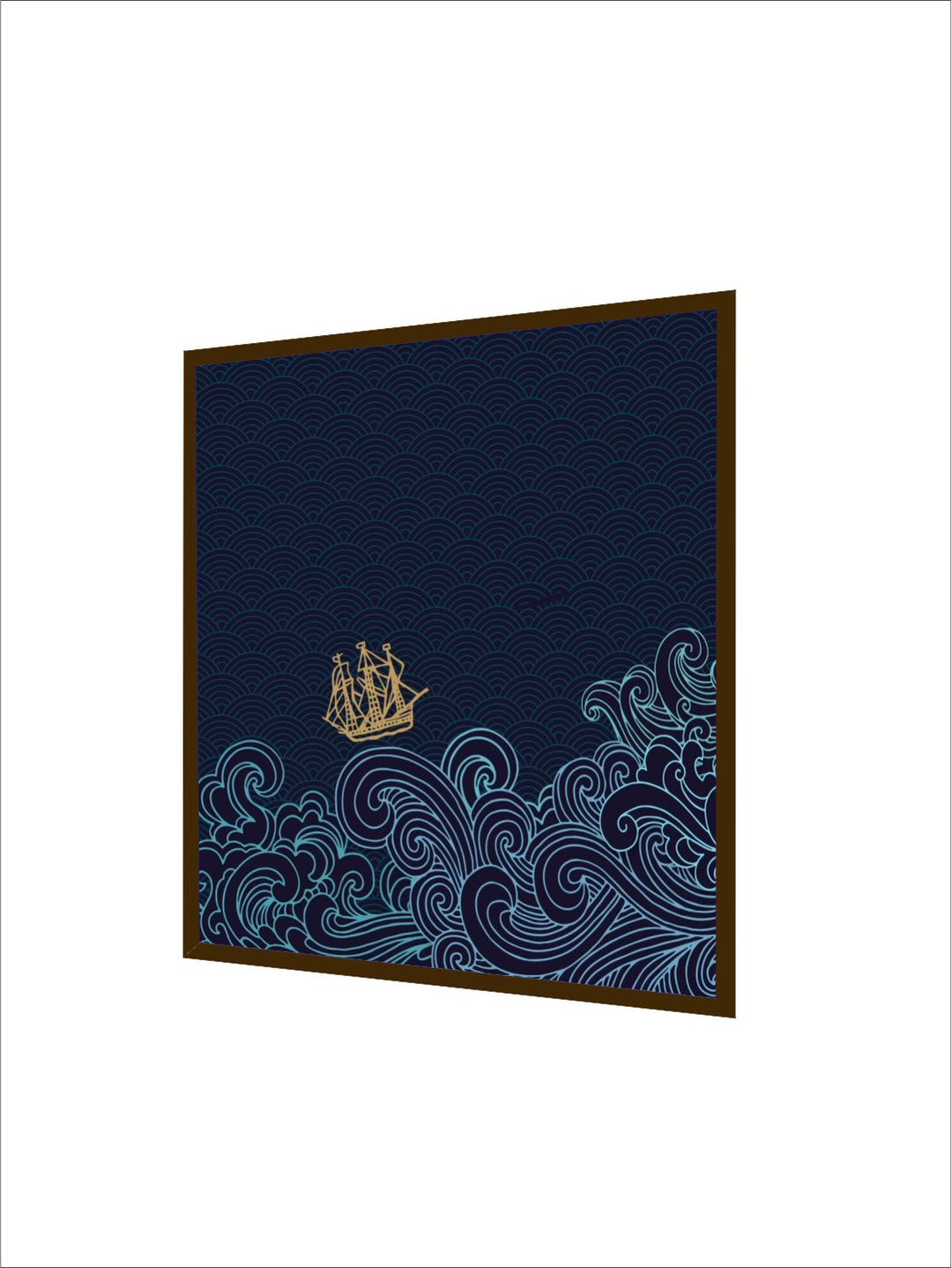 "   Navy-Blue Abstract Framed Wall Painting''