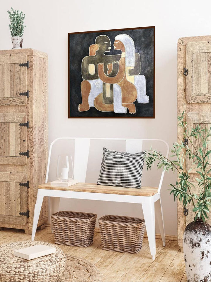 "Black  Beige Abstract Painting Wall Art''