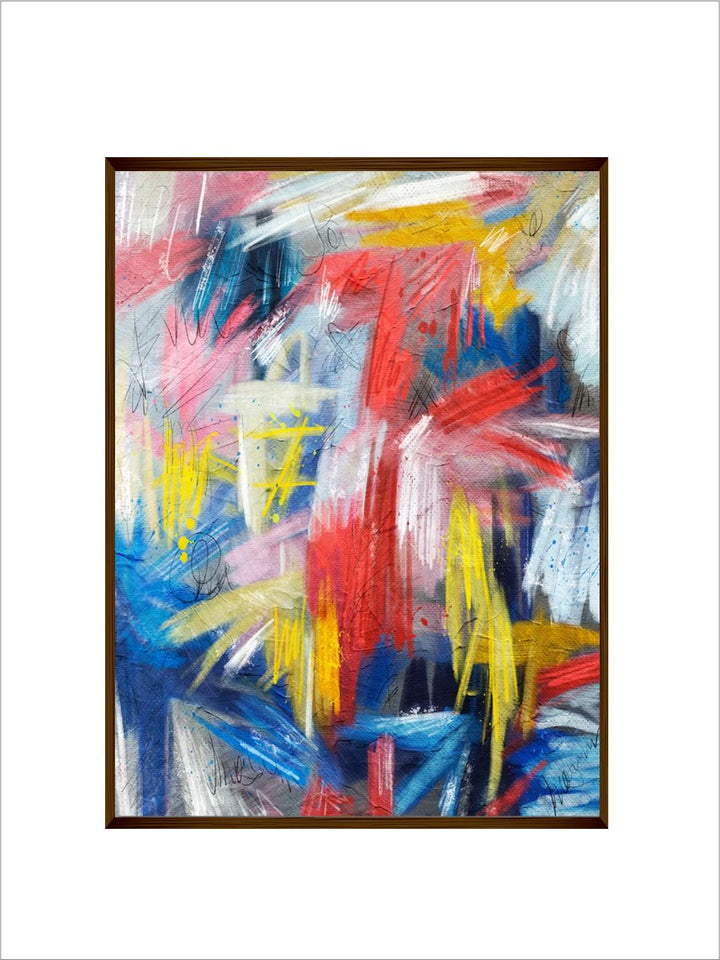 "Blue  Red Abstract Painting Framed Wall Art''