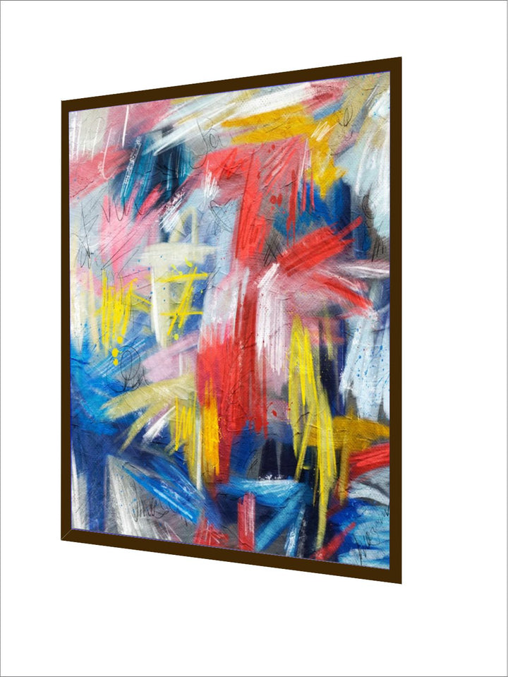 "Blue  Red Abstract Painting Framed Wall Art''