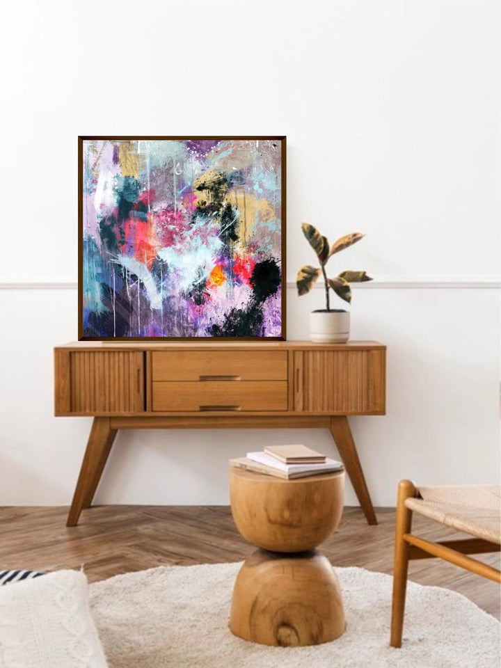 "Purple  White Abstract Painting Wall Art''