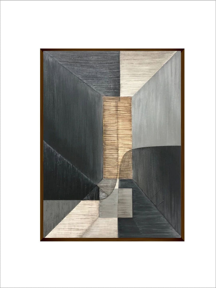 "Grey  Cream Colored Abstract Painting Wall Art''