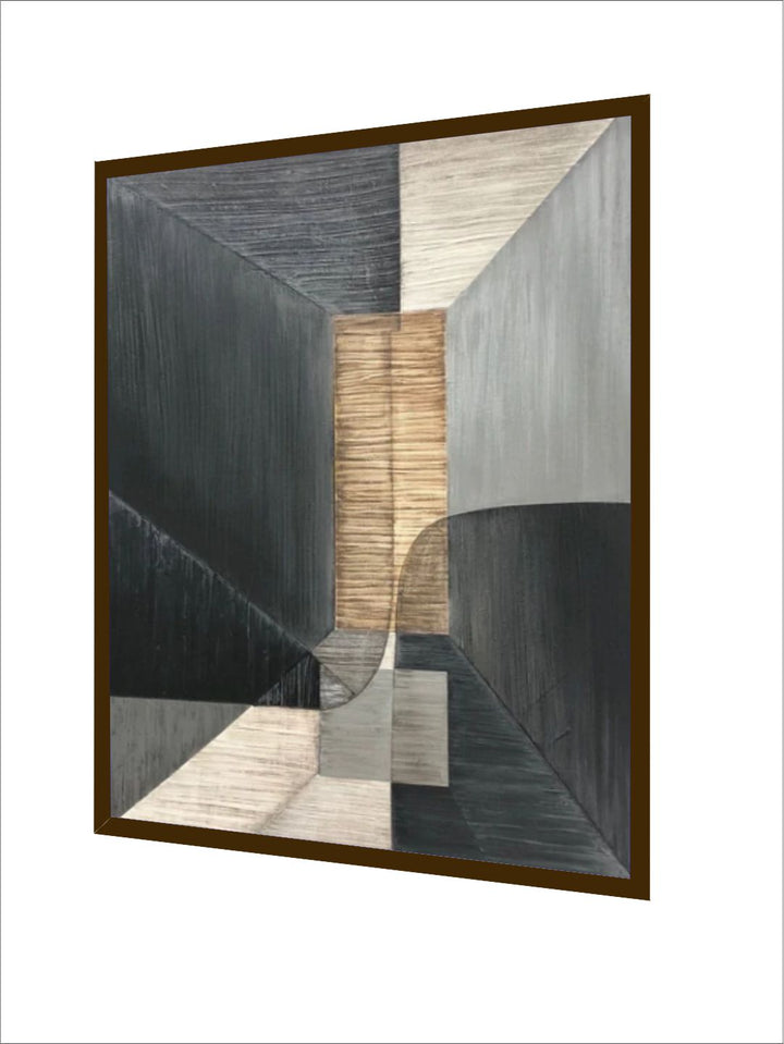 "Grey  Cream Colored Abstract Painting Wall Art''