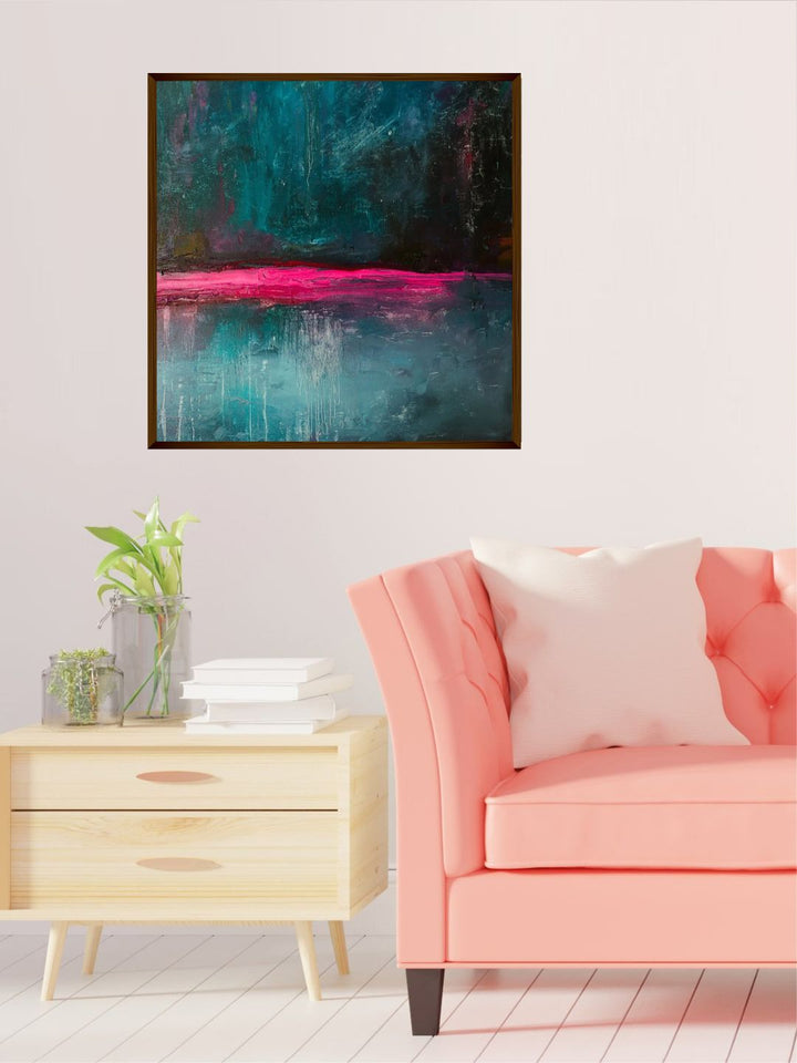"Blue  Pink Abstract Painting Wall Art''