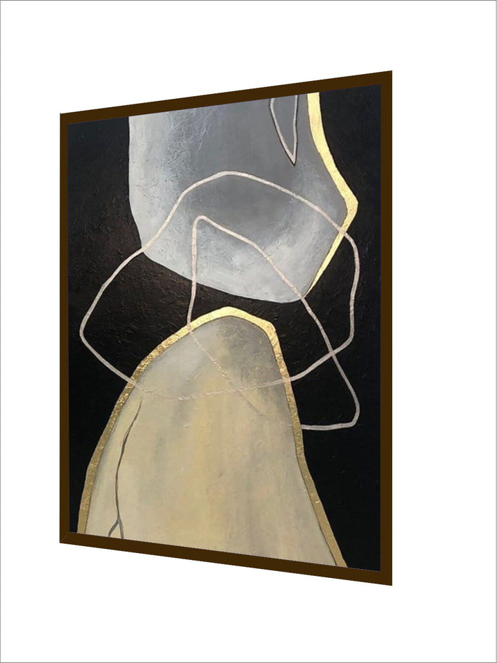 "Black  Grey Abstract Painting Framed Wall Art''