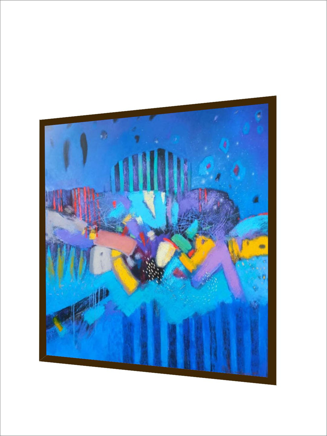 " Blue  Yellow Abstract Painting Wall Art''