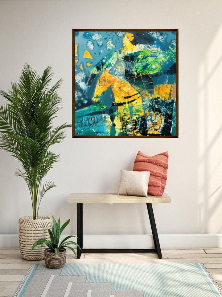 " Blue  Green Abstract Painting Wall Art''