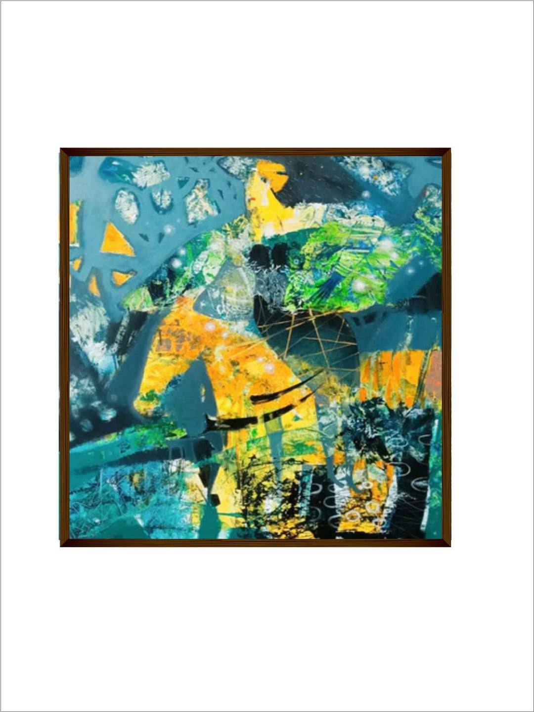 " Blue  Green Abstract Painting Wall Art''