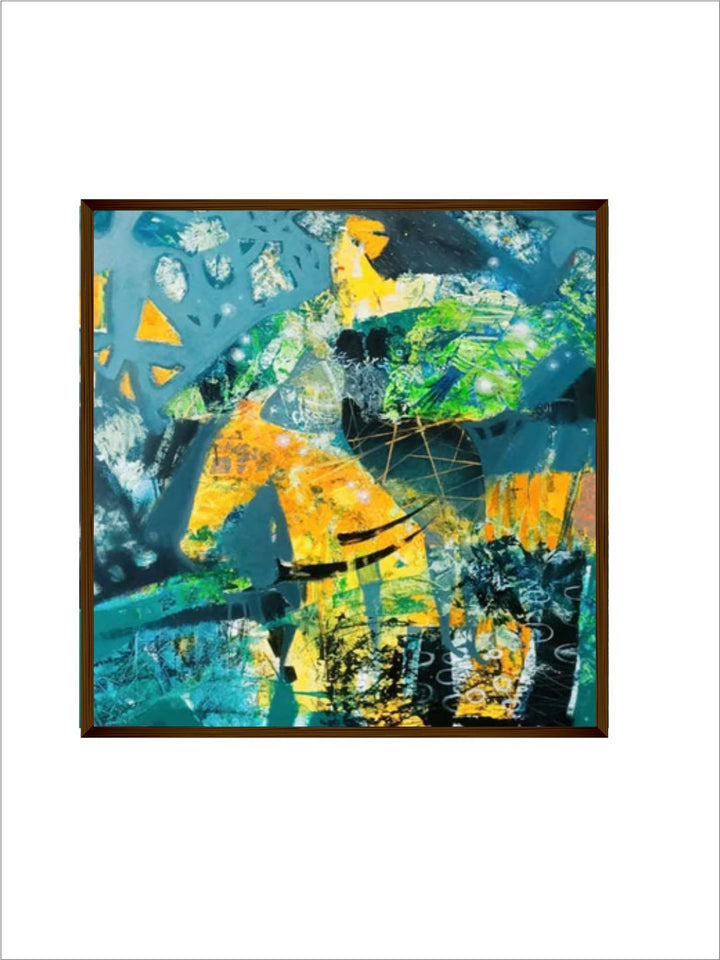 " Blue  Green Abstract Painting Wall Art''
