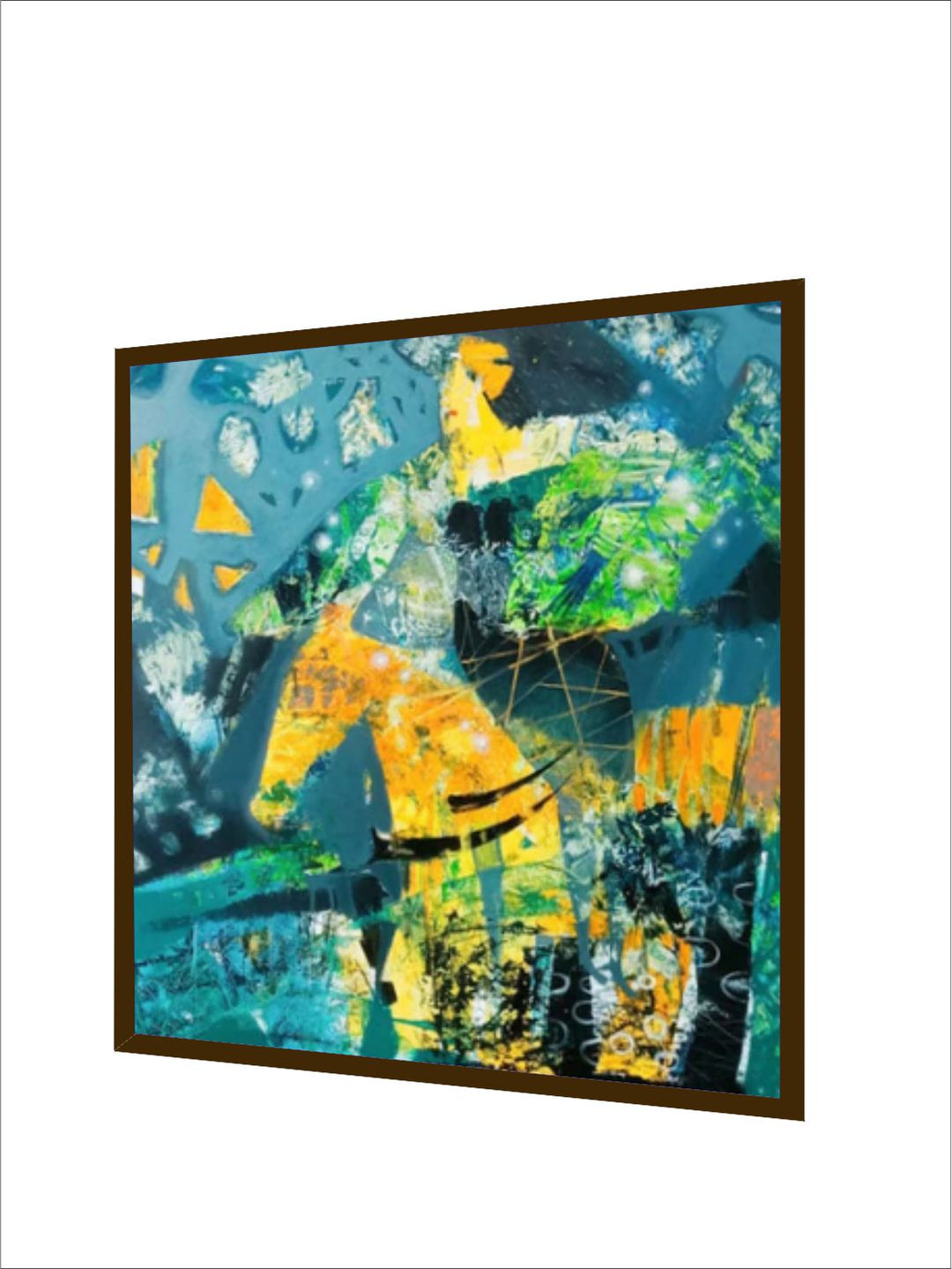 " Blue  Green Abstract Painting Wall Art''