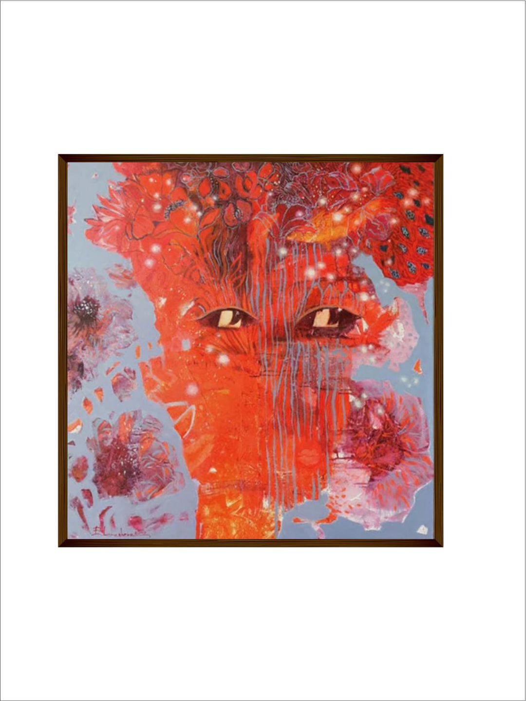 "Grey  Red Abstract Painting Wall Art''