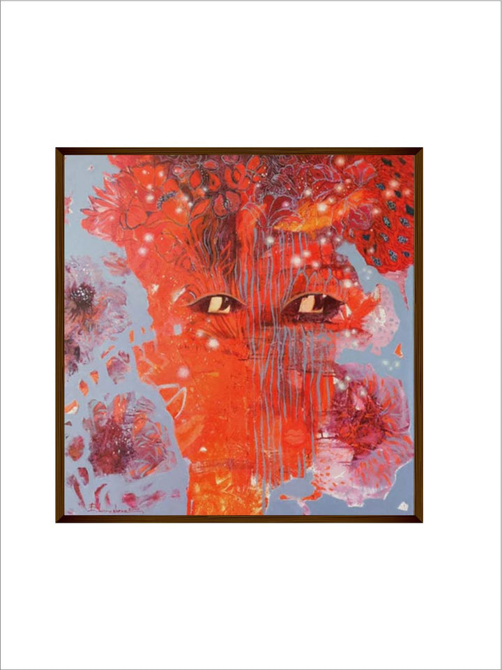 "Grey  Red Abstract Painting Wall Art''