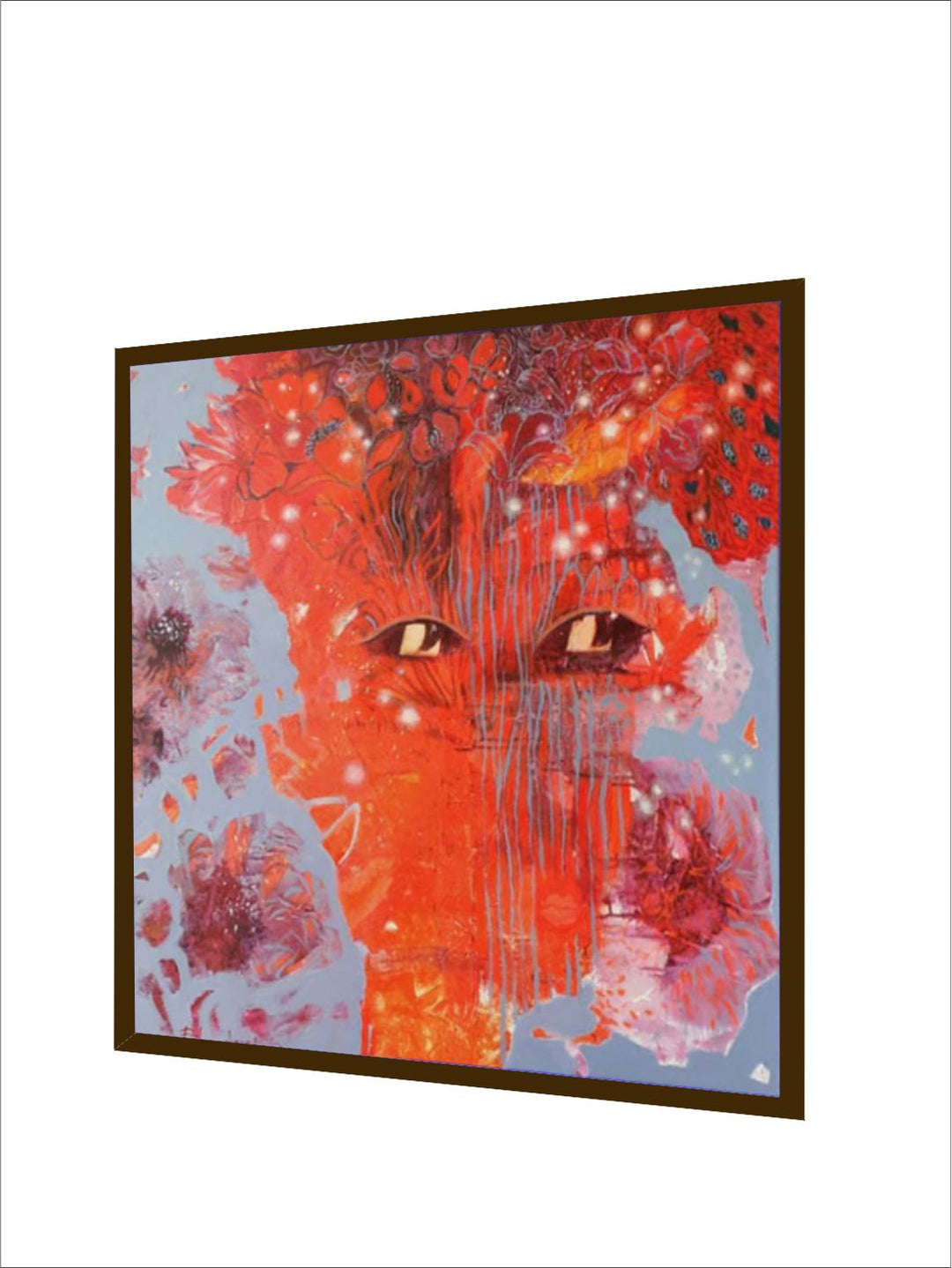 "Grey  Red Abstract Painting Wall Art''