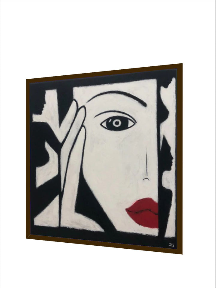 "Black  White Abstract Painting Framed Wall Art''
