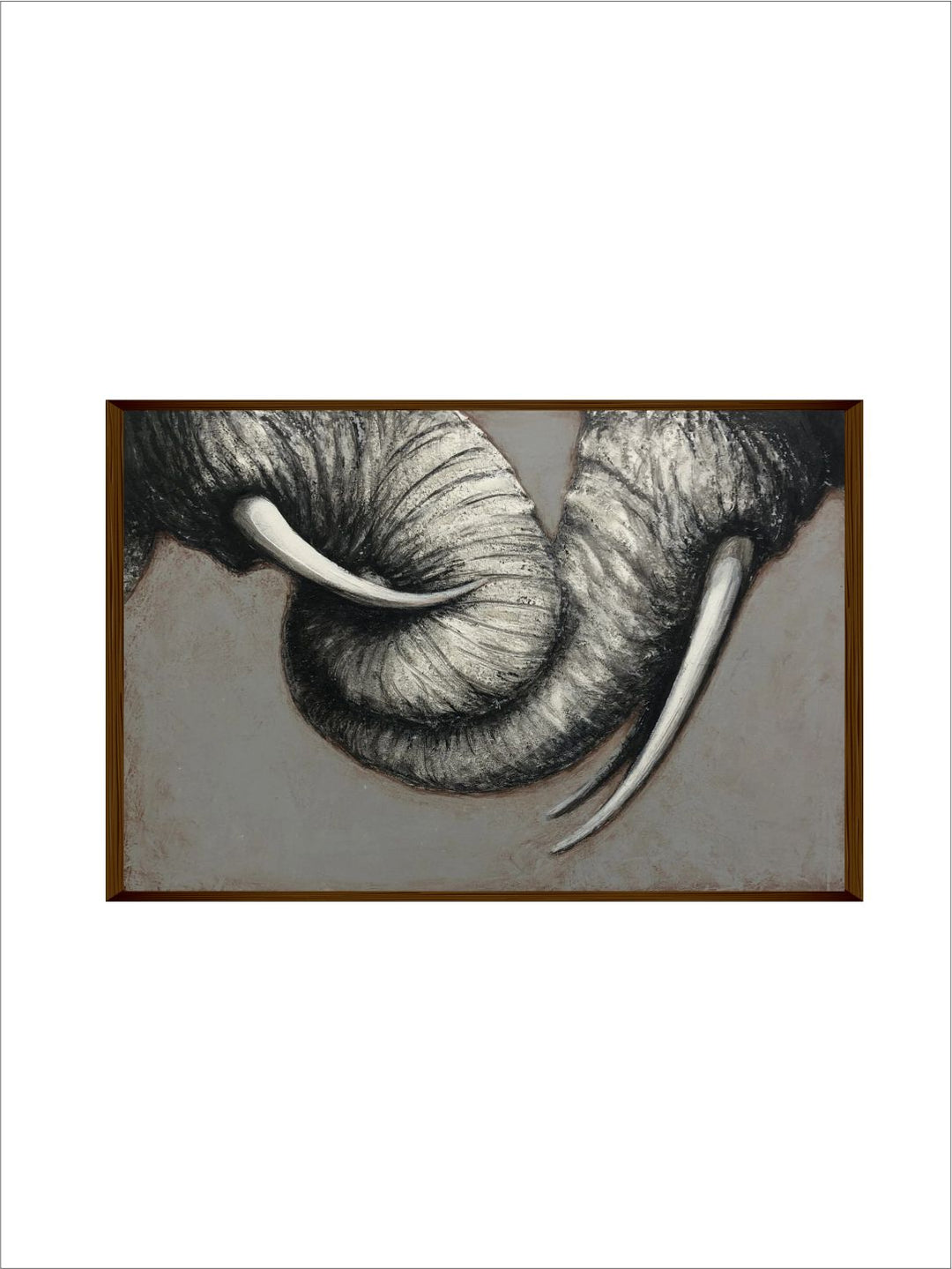 "Grey & Black Animal Painting Framed Wall Art''