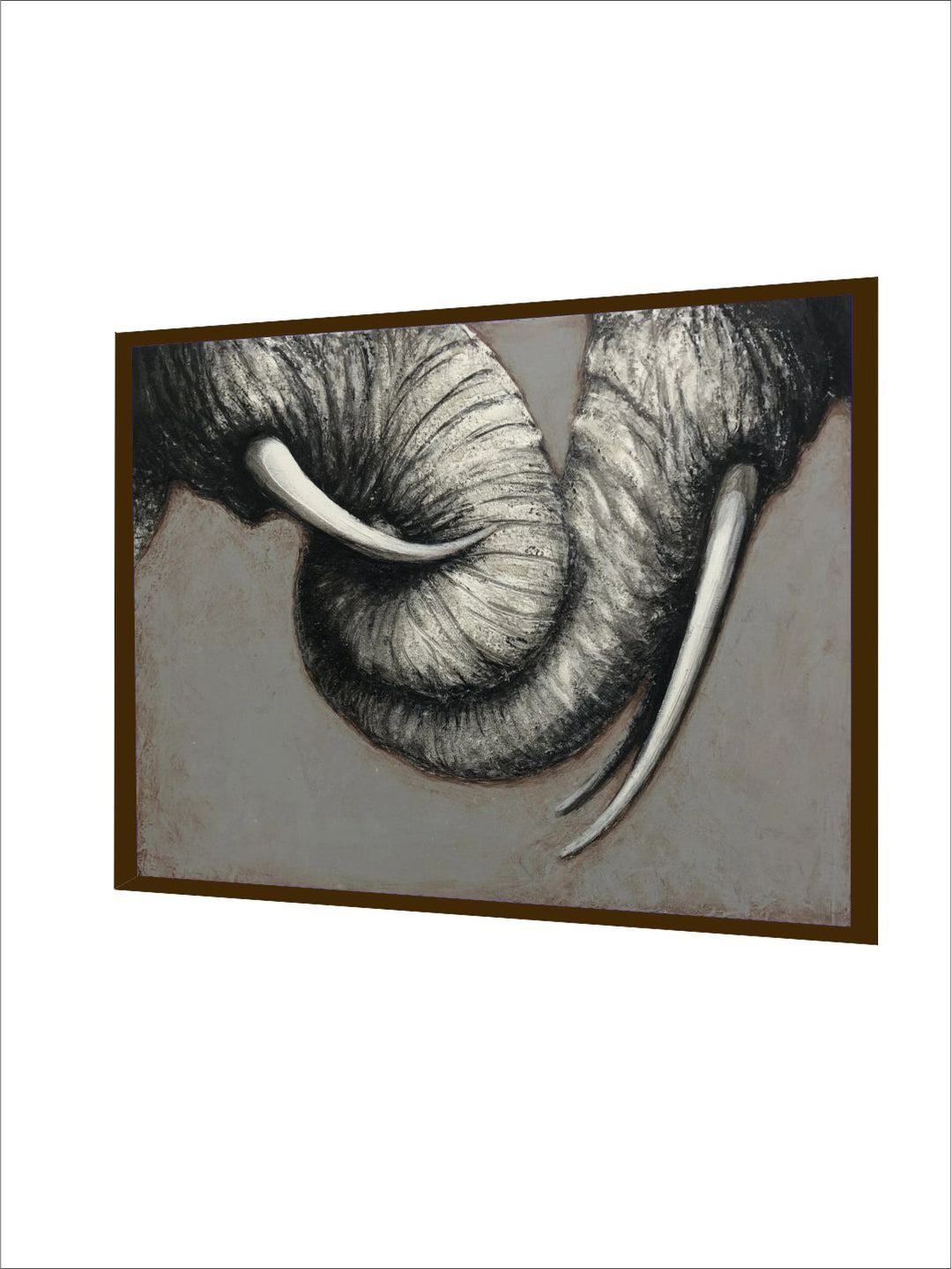 "Grey & Black Animal Painting Framed Wall Art''