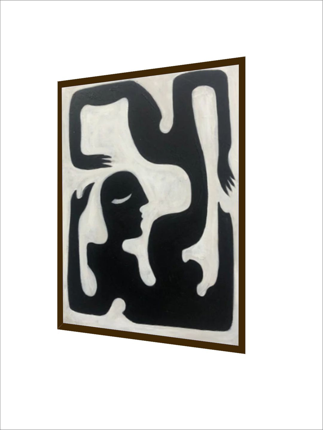 "White & Black Abstract Painting Framed Wall Art''