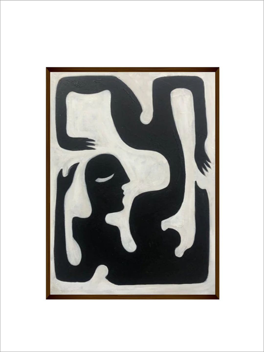 "White & Black Abstract Painting Framed Wall Art''