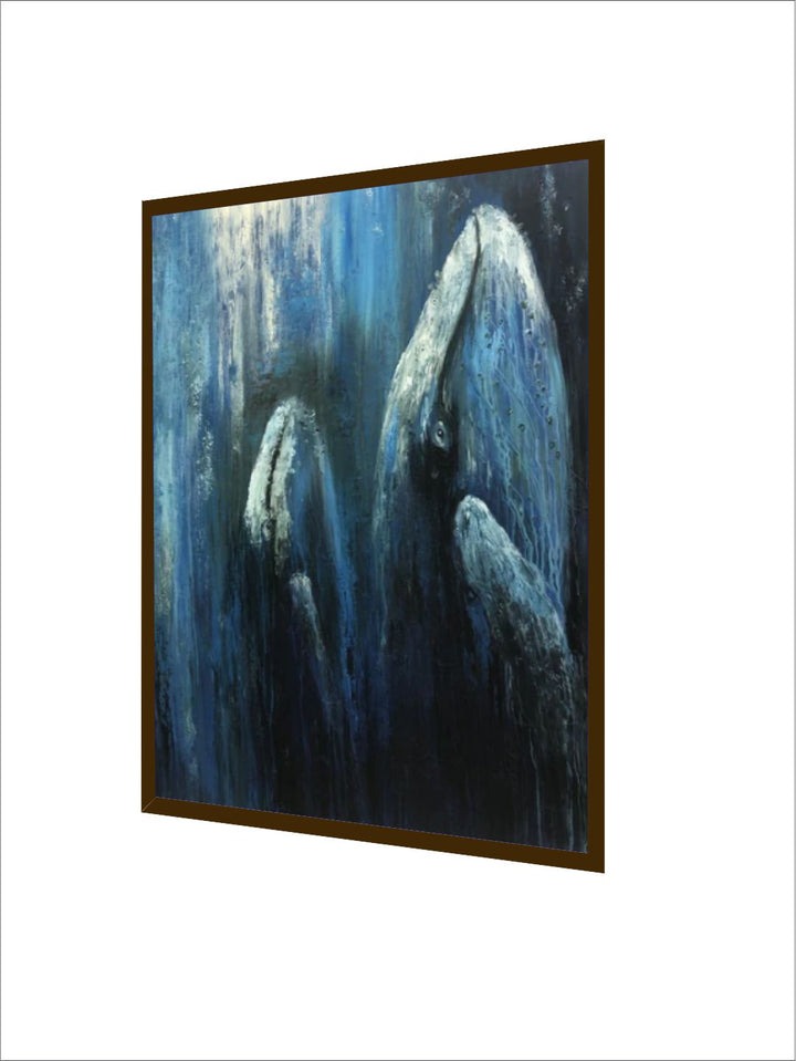 "Black & Blue Abstract Painting Framed Wall Art''