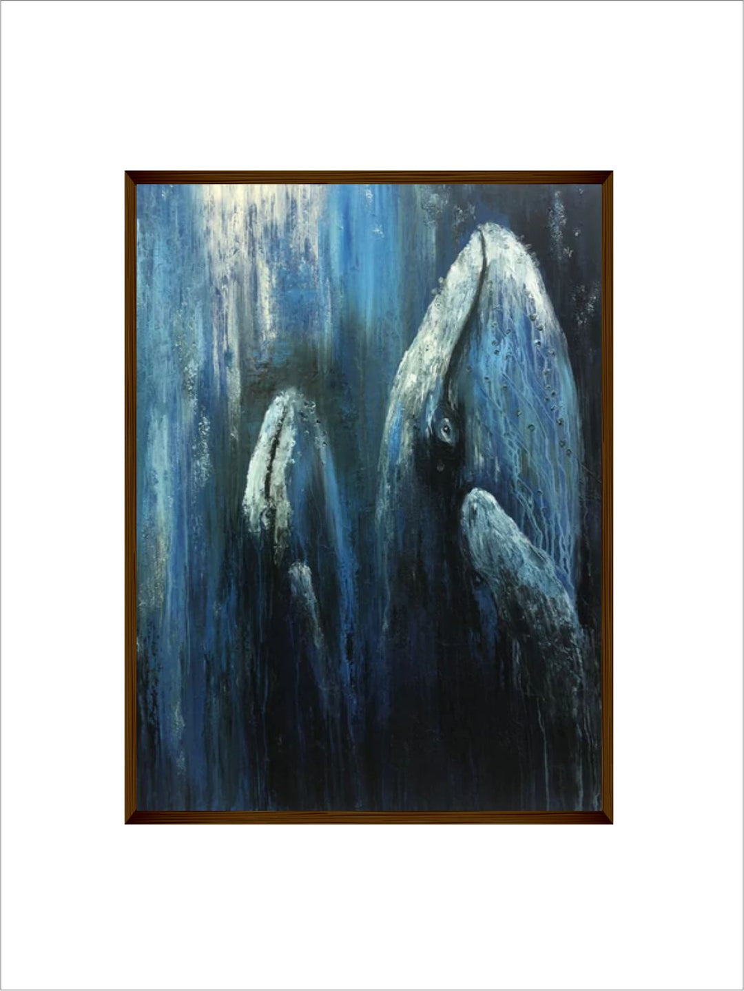 "Black & Blue Abstract Painting Framed Wall Art''