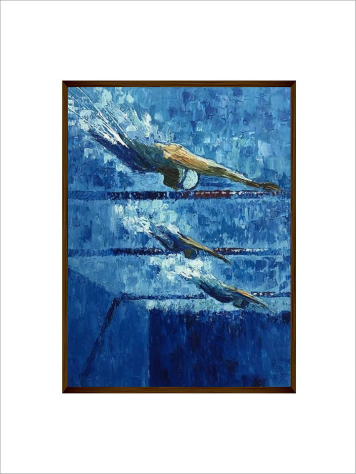 "Blue Abstract Painting Framed Wall Art''