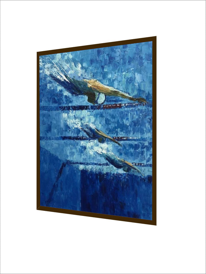 "Blue Abstract Painting Framed Wall Art''