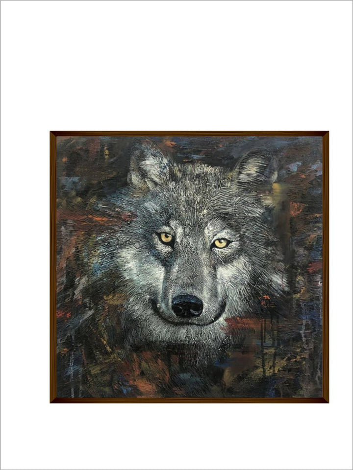 "black And Grey Animal Painting Framed Wall Art''