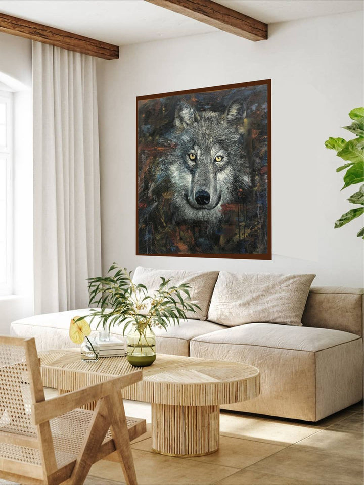 "black And Grey Animal Painting Framed Wall Art''