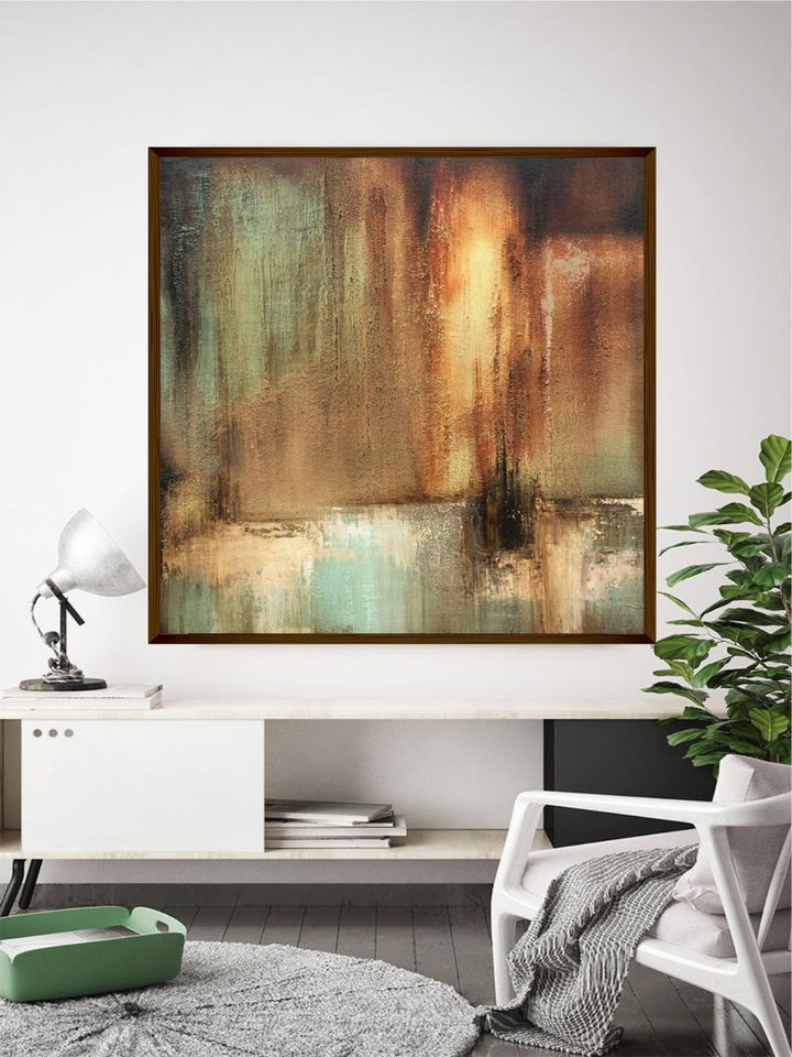 "Brown Abstract Painting Framed Wall Art''