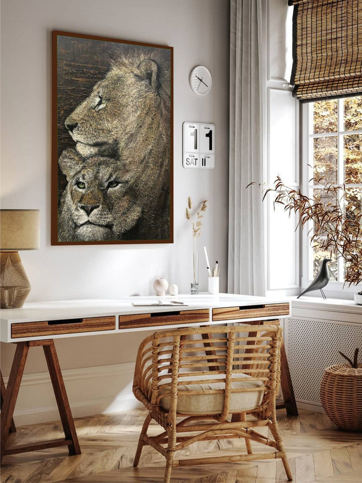 "Brown & Black Animal Framed Wall Art''