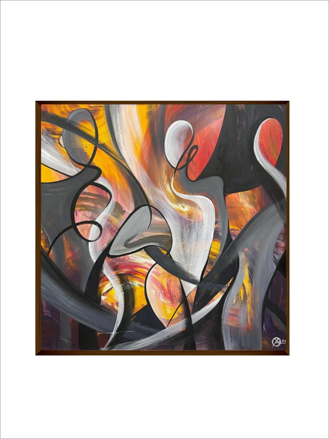 "Black & Yellow Abstract Painting Framed Wall Art''