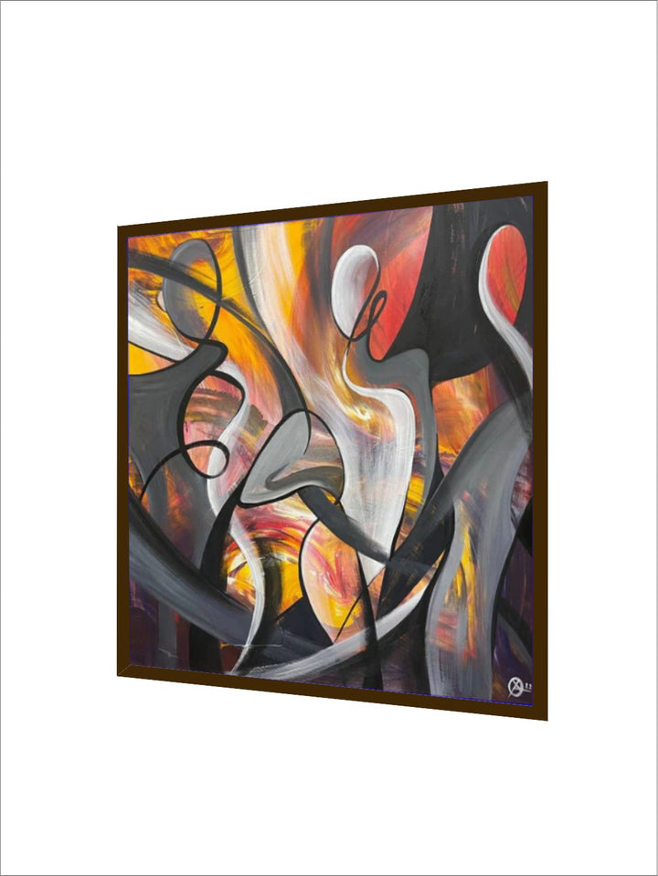 "Black & Yellow Abstract Painting Framed Wall Art''