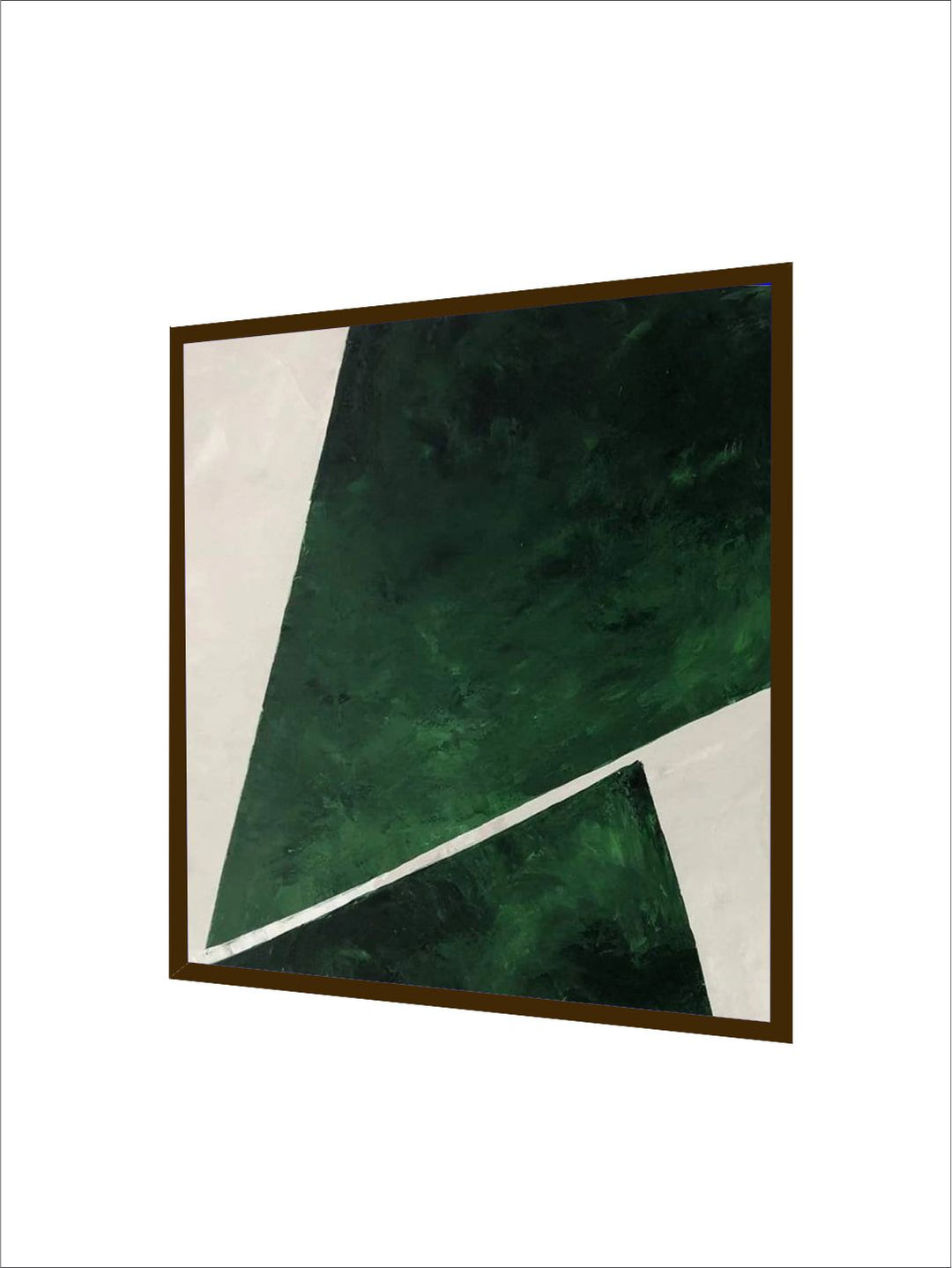 "White & Green Abstract Painting Framed Wall Art''
