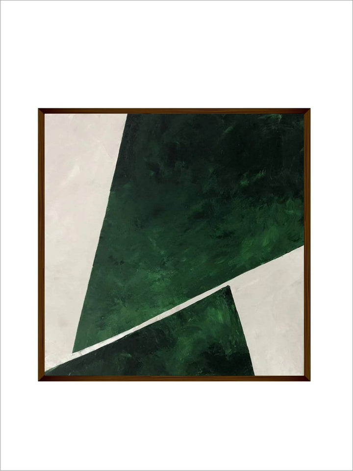 "White & Green Abstract Painting Framed Wall Art''