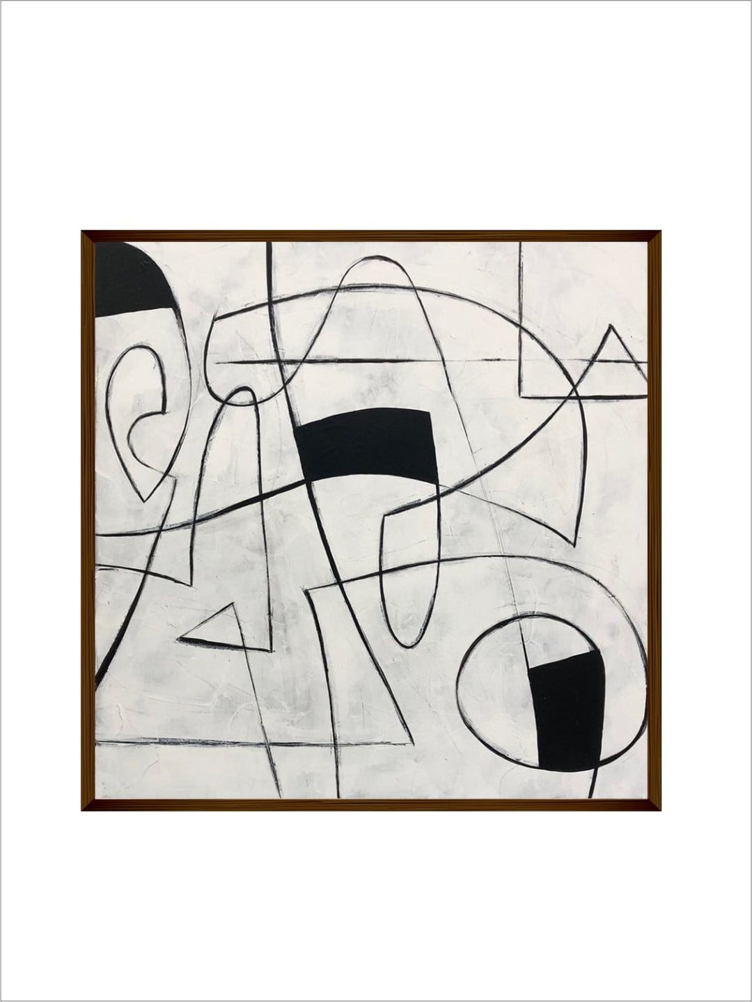 "White & Black Abstract Painting Framed Wall Art''