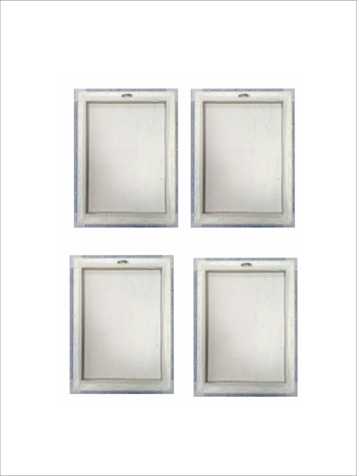 "Set of 4 White & Red Flower & Leaves Printed Canvas Wall Art''