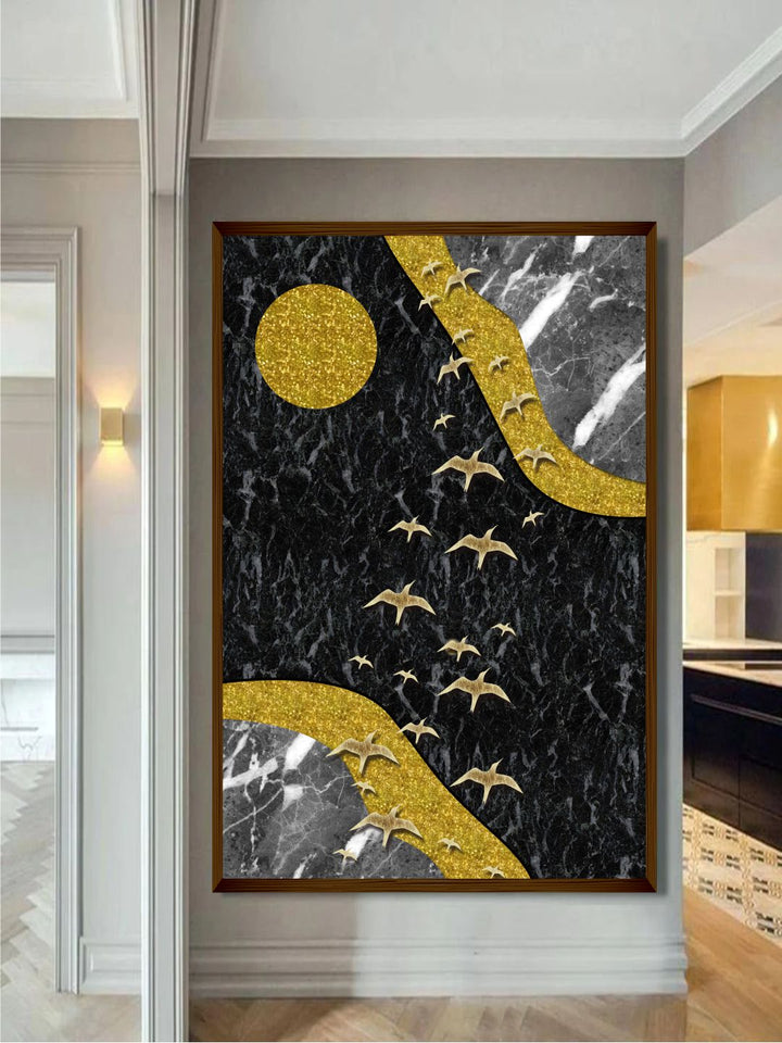 "Black Abstract Painting Framed Wall Art "